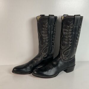 Vintage M.L. Leddy Cowgirl Boots | Black Calf | Custom | 6.5 AA | Women’s 7.5